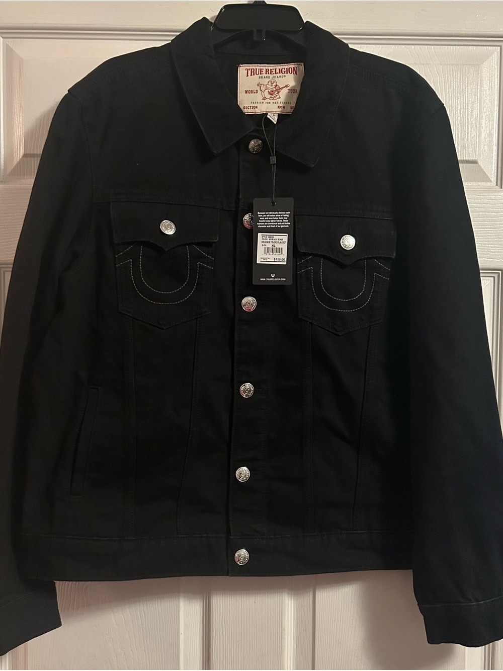 True Religion Black Denim Jacket with Signature Stitching